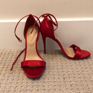 Red strappy heels